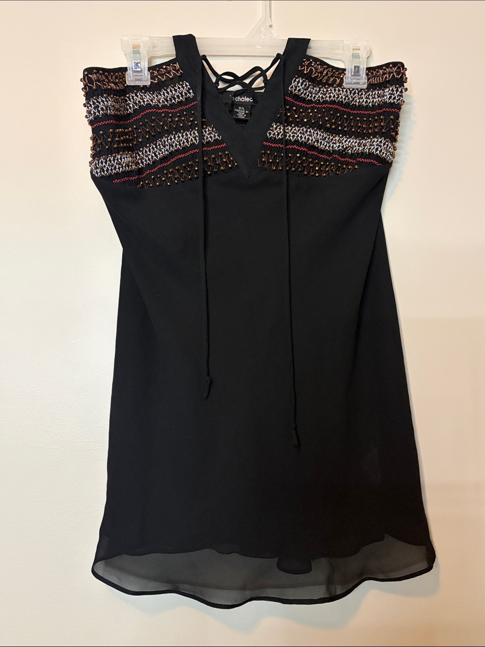 le chateau halter top with Multicolor Embroidered Yoke